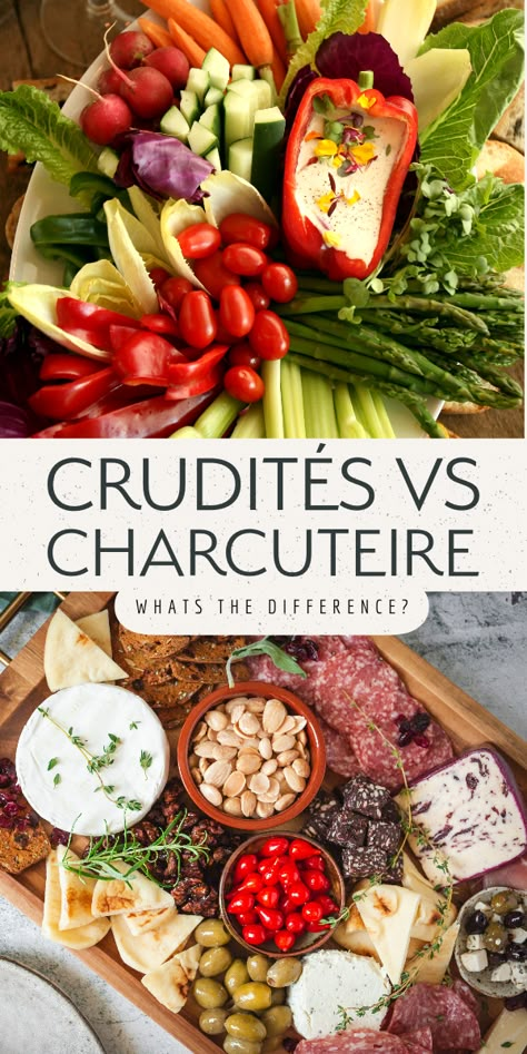 Charcuterie Board With Vegetables, Small Crudite Platter Ideas, Meat Cheese Veggie Platter, Crudite Platter Ideas Thanksgiving, Veg Charcuterie Board Ideas, Veggie Tray Charcuterie Board, Crudite Dip Recipes, Crudite Appetizers, Crudettes Platter