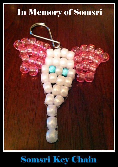 Pony Bead Elephant  In Memory of Somsri  $4 Pony Bead Elephant, Elephant Pony Bead Pattern, Beady Buddies, Beaded Keyrings, Pony Bead Jewelry, Beads Animals, Pony Bead Animals, Bead Animals, Pony Bead Projects