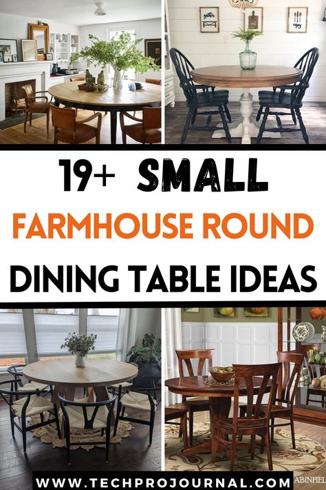 Looking for a cozy farmhouse feel? A round dining table is perfect for a small space, adding charm and creating a welcoming vibe. Check out these small farmhouse round dining table ideas to find a style that blends rustic warmth with compact functionality! Round Dining Table With Windsor Chairs, Round Table Metal Chairs, Chairs For Round Farmhouse Table, Round Dining Table And Chairs For 4, Small Round Dining Table Set, Small Dining Room Ideas With Round Table, Different End Chairs For Dining Table, Small Round Dining Table Centerpiece, Affordable Round Dining Table