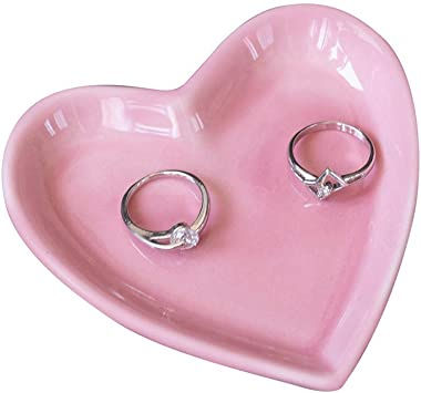 Meeshine Ceramic Jewelry Tray for Women Girls, Heart Shaped Jewelry Plate Ring Dish, Pink Trinket Dish for Jewelry, Ring Dish for Birthday Friends Daily Family(Pink) This is an affiliate link from amazon where I get a small commission money. Mrs Ring, Birthday Friends, Ceramic Ring Dish, Dish Holder, Magnetic Necklace, Mode Zara, Stackable Jewelry, Girls Heart, Ceramic Ring