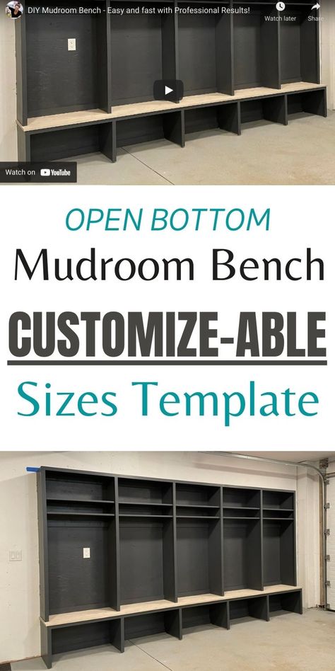 Open Bottom Mudroom Bench, Drop Zone Entryway, Entryway Drop Zone, Diy Mudroom Bench Plans, White Mudroom, Mudroom Cabinetry, Garage Lockers, Mudroom Bench Cushion, Mudroom Bench Seat