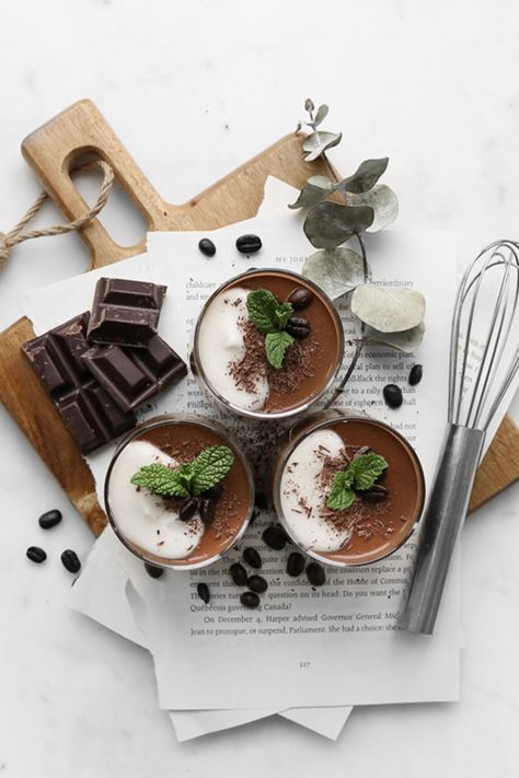 A simple and utterly delectable dessert, our Chocolate Coconut Custard is rich and creamy, and the ultimate dessert to impress for any occasion. Get the recipe at chefsouschef.com #recipe #chocolate #dairyfree #coconut #dessert #lavish #foodstyling #foodphotography Dessert Design Ideas, Dessert Photography Ideas, Spiked Coffee, Desserts Photography, Dessert Photos, Food Photography Dessert, Cacao Recipes, Baking Photography, Food Flatlay