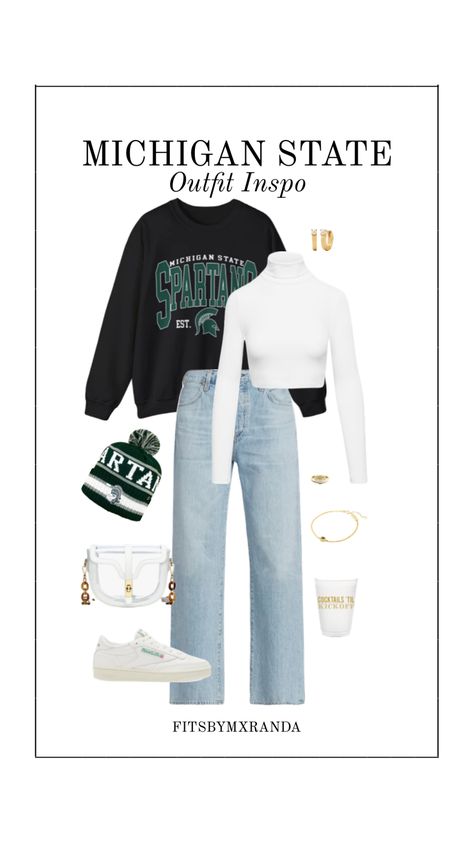 Michigan State Gameday Outfit | LTK IN BIO #outfitinspo #outfit #gameday #gamedayfit #gamedayoutfit #michiganstate Gameday Outfit, Michigan State, Michigan