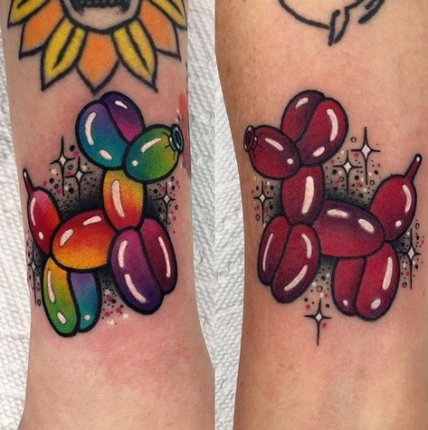 Filler Tattoos, Candy Tattoo, Animal Tattoos For Women, Baby Tattoo Designs, Balloon Tattoo, Bright Tattoos, Tattoo Apprenticeship, Muster Tattoos, Kawaii Tattoo