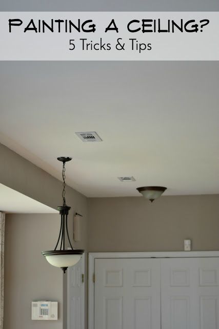 5 Tips for Painting Ceilings - easy DIY tricks to make painting the ceilings in your home faster, easier, and less painless! Best Way To Paint Ceiling, Tricks To Make Ceiling Look Higher, How To Paint Ceilings Like A Pro, Tips For Painting Ceilings, Painting Popcorn Ceiling Tips, Grey Ceiling Paint, Painting Ceilings Tips, Painting A Ceiling, Painting Ceilings