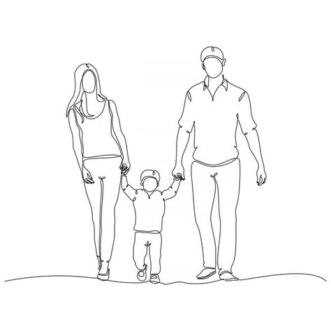 Happy Family Drawing, Family Drawing Ideas, Family Vector Illustration, Family Sketch, Family Vector, Pencil Sketch Drawing, Art Painting Tools, Family Drawing, Continuous Line Drawing