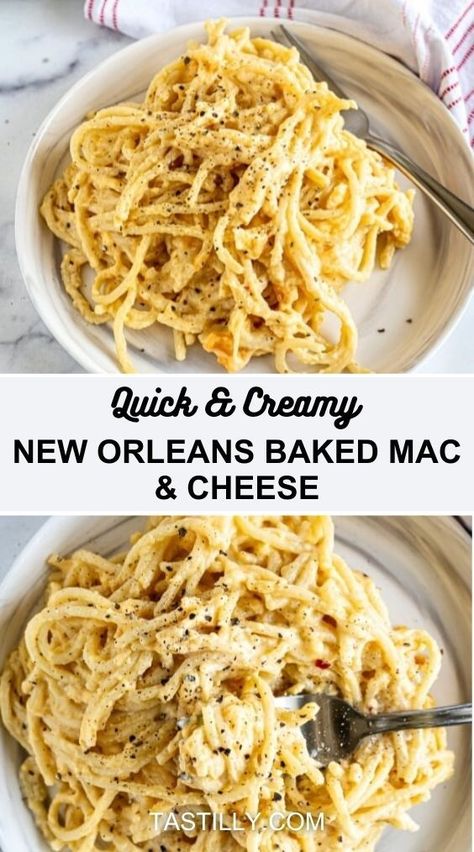 New Orleans-style mac & cheese using spaghetti and three kinds of cheese! The creamiest comfort food ever. 🧀🍝 #CheesyDelights #FamilyDinners Creamy Shrimp Enchiladas, Ultimate Mac And Cheese, New Orleans Style, Mac Cheese Recipes, Louisiana Recipes, Baked Mac N Cheese, Baked Mac, Elbow Macaroni, Pasta Shapes