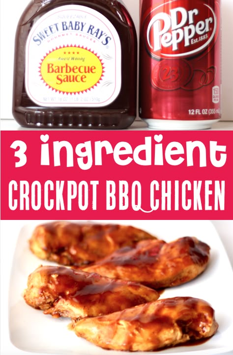 Crockpot Chicken With Bbq Sauce, Crockpot Chicken Few Ingredients, Simple Chicken In Crockpot, Easy Crockpot Bbq Chicken 3 Ingredients, Three Ingredient Crockpot Chicken, Crockpot Recipes 6-8 Hours, Dr Pepper Bbq Chicken Crockpot, Crockpot Bbq Chicken Tenderloins, Easy Affordable Crockpot Meals