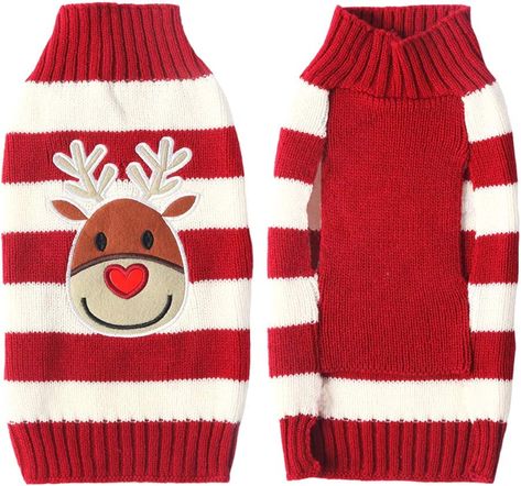 TENGZHI Pet Dog Christmas Sweater,Embroidered Reindeer Elf Clown Turtleneck Dog Ugly Sweaters Dog christmas jumper For Small Medium Large Dogs,Knitwear Winter WarmPuppy Cat Xmas Clothes Costume : Amazon.co.uk: Pet Supplies Dog Christmas Sweater, Dog Reindeer, Christmas Pet Clothes, Reindeer Dog, Cartoon Reindeer, Reindeer Pattern, Dog Breeds Medium, Xmas Outfits, Reindeer Sweater