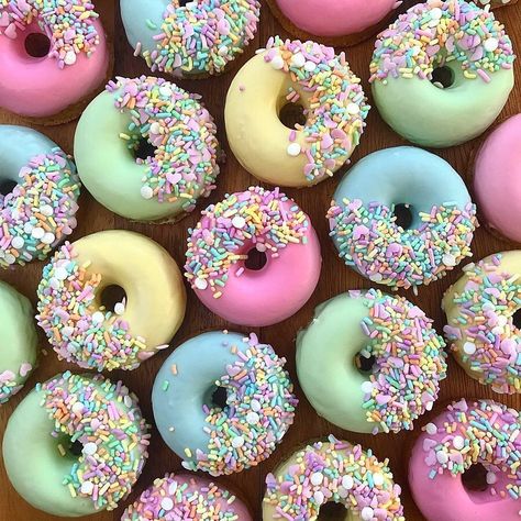 Cupcakes For Easter, National Doughnut Day, Donut Decorating Ideas, Fancy Donuts, Rainbow Donut, Food Business Ideas, Colorful Donuts, Donut Decorations, Mini Doughnuts