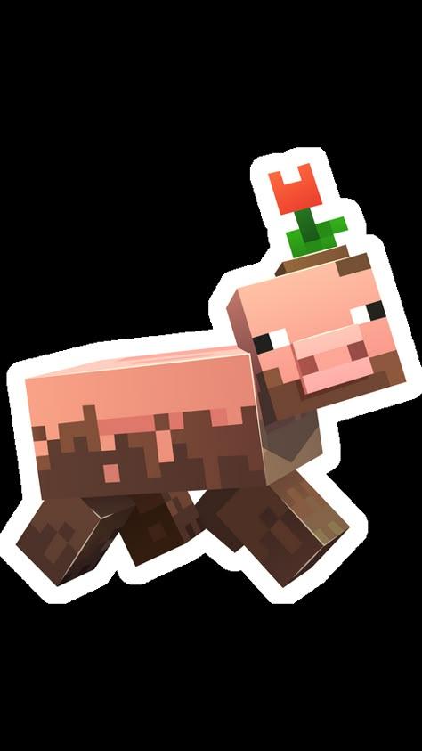 A cute pink pig decided to roll out in the mud and come to us in Minecraft sticker to please the real fans of this incredible game!. Cute Minecraft Animals, Pig Out, Minecraft Cherry Blossom House, Minecraft Village Ideas, Pfp Minecraft, Cherry Blossom House, Minecraft Pfp, Minecraft Animals, Minecraft Cherry Blossom