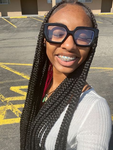 Shein Glasses Black, Girls With Glasses Black, Braids And Glasses, Black Girls With Glasses, Outside Outfits, Shein Glasses, Braces And Glasses, Wigs Braids, Hair Braid Patterns