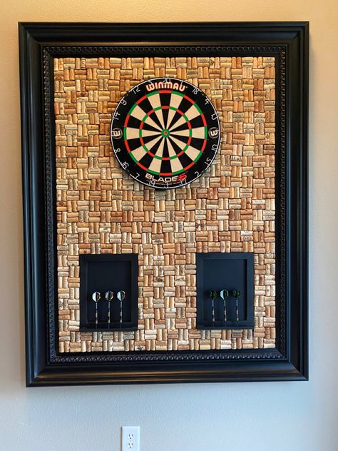 Cork Dart Board, Cork Dartboard, Dart Board Wall, Game Room Ideas, Home Bar Ideas, Pool Table Room, Landscaping Ideas On A Budget, Landscaping Design Ideas, Basement Bar Designs