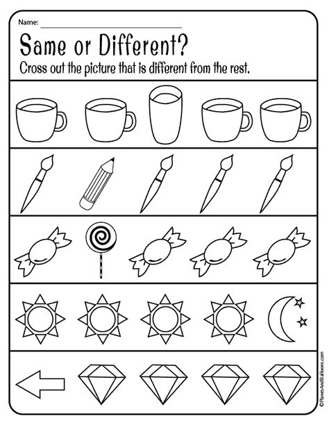 same and different worksheets More Or Less Worksheets Preschool, Teaching Same And Different Preschool, What Is Different Worksheet Activities, Preschool Same And Different Activities, Sort And Classify Preschool, What Comes Next Worksheets Preschool, Same Or Different Activities, Cross The Odd One Out Worksheet, Same And Different Worksheets Preschool