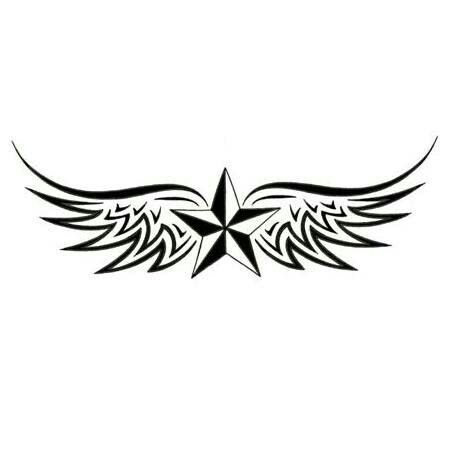 Star Wings Tattoo, Star Wings, Wings With Halo Tattoo, Star Memorial Tattoo, Star Tattoo Men, Star Tattoo Designs For Men Guys, Star With Wings Tattoo, Diamond Wings Tattoo, Men’s Wings Tattoo