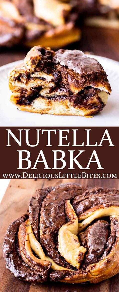 Nutella Babka is made with just 4 ingredients! It's a fun, super delicious recipe filled with rich chocolate and hazelnut. It's a simple, beautiful dessert that is perfect for entertaining, especially during the holidays and Christmas. | #nutella #nutellarecipes #babka #chocolatebabka #babkarecipe Nutella Babka, Babka Recipe, Classic Cookies Recipes, Chocolate Babka, Dessert Simple, Chocolate Hazelnut Spread, Nutella Recipes, Chocolate Dessert Recipes, Best Dessert Recipes