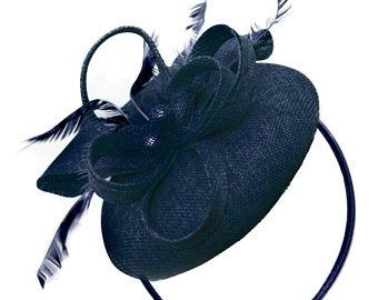 Navy Blue Fascinator, Navy Fascinator, Fascinator Hats Diy, Small Hair Bows, Ascot Races, Headband Fascinator, Blue Fascinator, Occasion Hats, Millinery Supplies