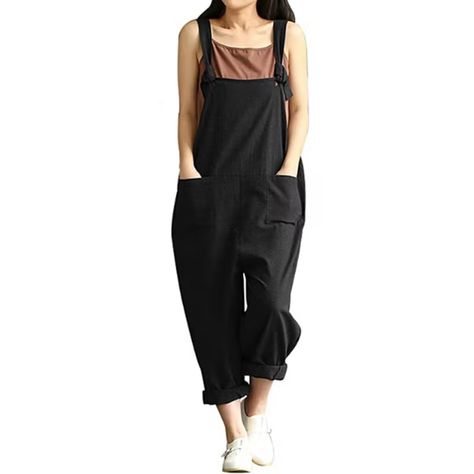 These 50 Stylish Tops & Bottoms Don't Cling To Your Body & Are Under $35 On Amazon Plus Size Overalls, Overalls Baggy, Baggy Jumpsuit, Loose Romper, Overalls Plus Size, Pants Overalls, Womens Jumpsuits Casual, Overalls Fashion, Long Pant Jumpsuit