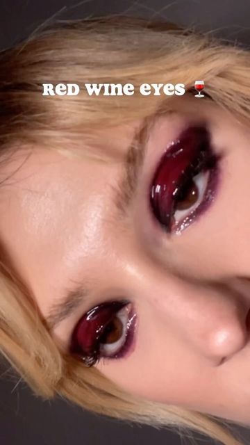 DANIELLE MARCAN on Instagram: "ad. burgundy-dark-glossy eyes 🍷 @lorealparis infallible eye pencil matte resistance shade 500 wine not? telescopic lift mascara #makeup #beauty" Cranberry Eye Makeup, Wine Eye Makeup, Dark Red Makeup Looks, Wine Makeup Look, Red Wine Makeup, Burgundy Mascara, Red Mascara, Telescopic Lift Mascara, Cranberry Makeup