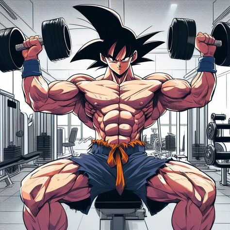 Anime Bodybuilder, Goku Workout, Gym Artwork, Over Weight, Goku Pics, Gym Wallpaper, Android Wallpaper Art, Gym Art, Dragon Ball Painting