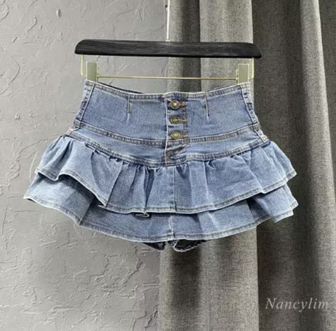 Ruffles Cake, Y2k Mini Skirt, Pleats Pattern, Cake Skirt, Ruffle Cake, Denim Skirt Women, Jeans Y2k, Girls High, Casual Skirt