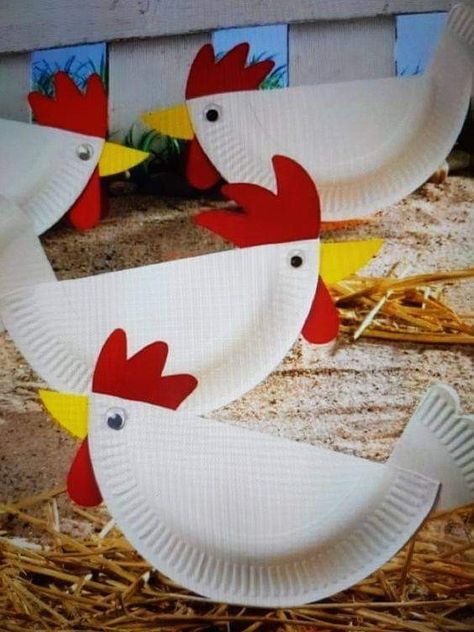 Påskeaktiviteter For Barn, Farm Theme Preschool, Farm Animal Crafts, Chicken Crafts, Easy Easter Crafts, Crafts For Seniors, Animal Crafts For Kids, Paper Plate Crafts, Easter Art