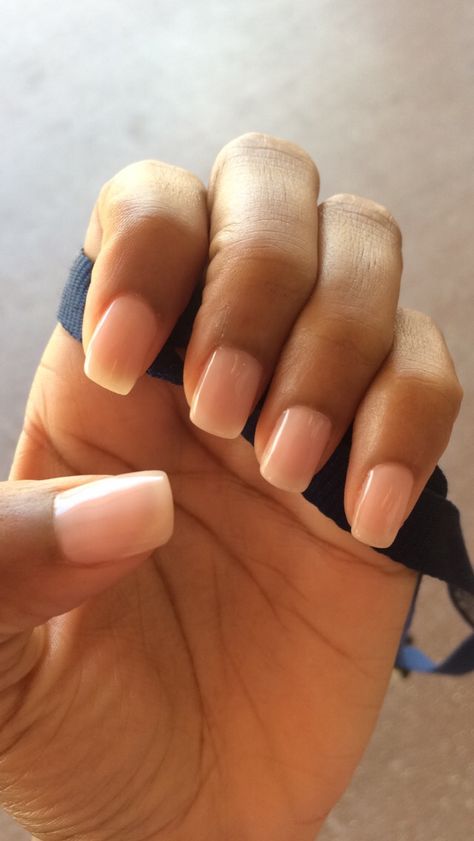 Natural Gel Nails #BlackWomen Natural Gel Nails Black Women, Natural Nails Black Skin, Clear Gel Polish On Natural Nails, Simple Pretty Nails Natural Looks, Natural Manicure Black Woman, Natural Nails For Black Women, Manicure Ideas For Short Nails Natural Black Women, Gel X Nails Black, Gel Nails Black Women