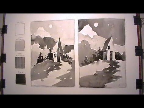 Watercolor Painting Value Study - Rod Essex - YouTube Value Study, Sketchbook Layout, Thumbnail Sketches, Value In Art, Watercolor Sketchbook, Homeschool Art, Youtube Art, Watercolour Tutorials, Traditional Paintings