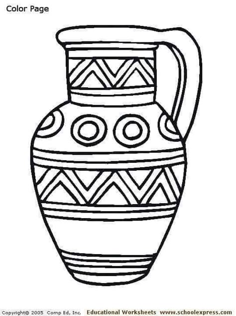 De colorat (Coloring page)  in Romania #freeprintable  #romania #decolorat #coloringpages #drawings #children #kids #kidsactivities #freeprintable Vase Coloring Pages, Ancient Greece Art, Greek Vase, African Pottery, African Women Art, Kid Coloring Page, Afrique Art, Greek Vases, Free Worksheets