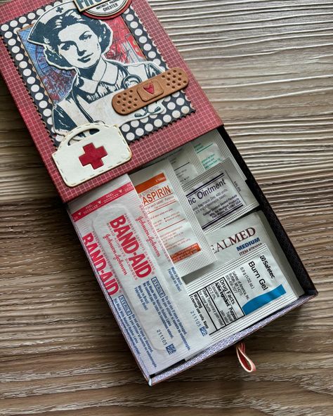 Have you seen the new “Favorite Humans” release for Elizabeth Craft Designs by Esther? Everything from babies/kids to medical/nurses! I created this handy first aid kit for the car, combining the release with the Elegant Decorative Box die from Angelica Turner. #ecraftdesigns #favoritehumans #firstaid #elegantdecorativebox Scrapbooking Layouts Vintage, Annette Green, Holiday Homework, Crust Punk, Planner Essential, Elizabeth Craft Designs, Elizabeth Craft, Vintage Scrapbook, Journal Layout