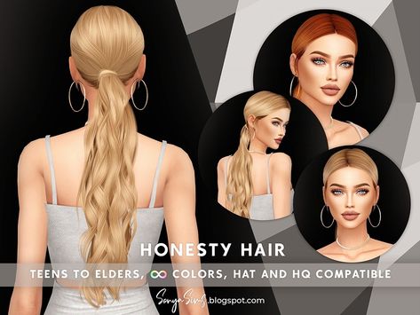 SONYASIMS - HONESTY HAIR - The Sims 4 Create a Sim - CurseForge Sims 4 Cc Female Hair Alpha, Sims 4 Cc White Girl Hair, The Sims 4 Cc Hairstyles, Sims 4 Cheats, Alpha Cc, Mod Hair, Cc Hair, Pelo Sims, Sims 4 Game Mods