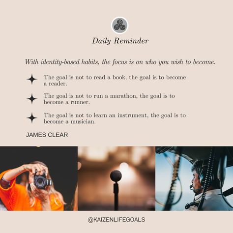 Daily Reminder: Habits shape your identity. True behavior change is identity change. With identity-based habits, the focus is on who you wish to become. @kaizenlifegoals #kaizenforlife #lifelessons #lifegoals #LifelongLearning #learneveryday #dailyreminder #dailymotivation #dailyinspiration #dailyquotes #quotesandsayings #quotestoliveby #motivationalquotes #inspirationalquotes Identity Change, Behavior Change, Daily Motivation, Life Goals, Daily Reminder, Daily Quotes, Daily Inspiration, Life Lessons, Quotes To Live By