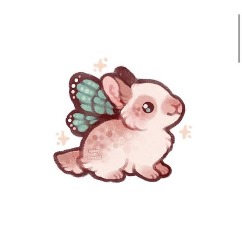 Magical Bunny, Fairy Bunny, Butterfly Spring, Illustration Cute, Cute Doodles, Bunny Rabbit, Soft Pastel, Animal Drawings, Doodles