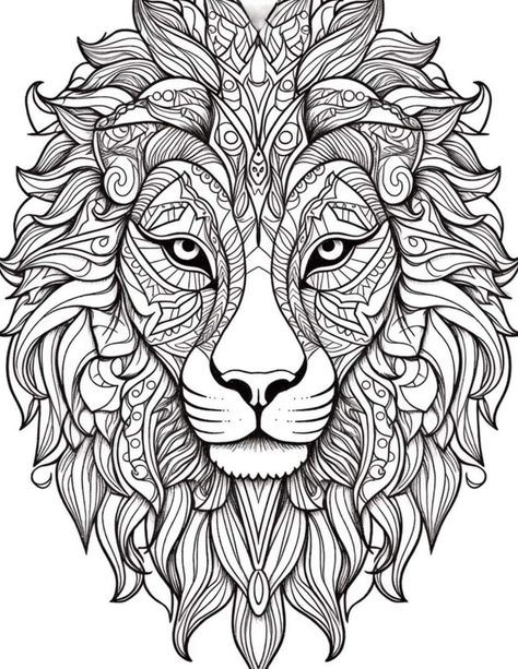 Animal Mandala Coloring Pages, Lion Coloring, Cute Coloring Book, Lion Mandala, Mandala Printable, Lion Coloring Pages, Animal Coloring Book, Mandala Animal, Rainbow Canvas