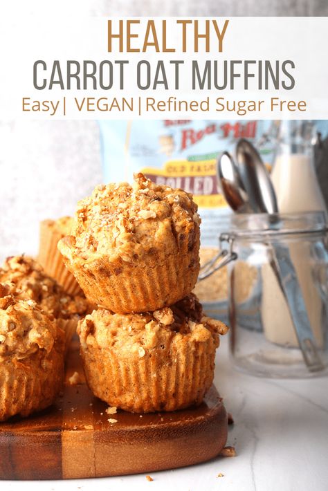 My vegan carrot muffins are the make-ahead vegan breakfast you need! These delightfully fluffy and flavorful pastries are full of protein and fiber AND made without any refined sugars. Vegan Oatmeal Muffins, Carrot Oat Muffins, Post Surgery Meals, Polenta Bowl, Vegan Carrot Muffins, High Fiber Muffins, How To Vegan, Vegan Breakfast Muffins, Healthy Carrot Muffins