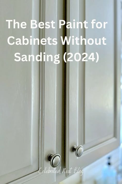 Get our 3 step process for professional looking painted cabinets! No sanding required! #kitchenrenovation #kitchenmakeover #paintingforbeginners #cabinet #cabinetpainting #kitchencabinetsmakeover Diy Cabinet Painting No Sanding, Sanding And Painting Cabinets, Easy Way To Paint Cabinets, Painting Cabinets Without Removing Doors, How To Paint Stained Cabinets, Easiest Way To Paint Cabinets, Best Way To Paint Cabinets, Spraying Kitchen Cabinets Diy, Tips For Painting Kitchen Cabinets