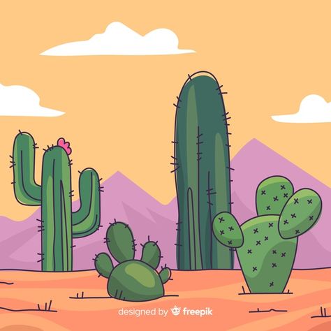 Fondo cactus desierto vector gratuito | Free Vector #Freepik #freevector #fondo Cactus In Desert Drawing, Desert Cactus Drawing, Desert Drawing, Cactus Background, Cactus Backgrounds, Cactus Graphic, Cactus Vector, Cactus Drawing, Album Artwork Cover Art