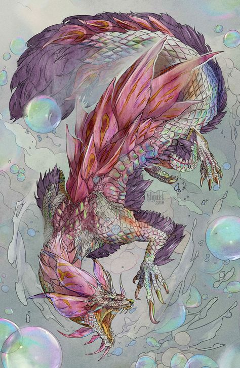 ArtStation - Mizutsune, Victoria Yurkovets Monster Hunter World Wallpaper, Monster Hunter Memes, Monster Hunt, Monster Hunter Series, Monster Hunter Art, Monster Hunter World, Monster Concept Art, Creature Drawings, Desenho Tattoo