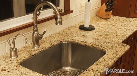 Oro Brazil Granite Kitchen Counters Granite Kitchen Counters, Ogee Edge, Grey Backsplash, Kitchen Counters, Granite Kitchen, Brown And Beige, Granite Counters, Wood Tile, Kitchen Projects