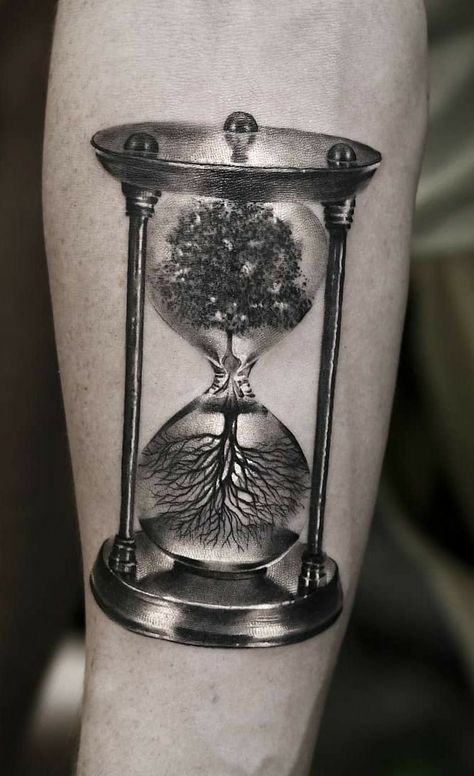 Hourglass Tattoo Meaning, Hour Glass Tattoo Design, Tattoos Tree, Hourglass Tattoos, Designs With Meaning, Glass Tattoo, City Nature, Hourglass Tattoo, Tree Tattoos