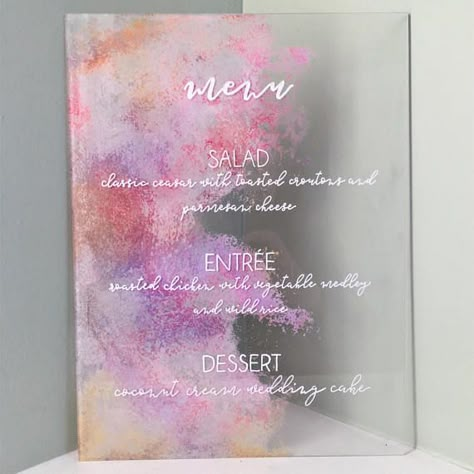 Wedding Signs Acrylic, Menu Acrylic, Menu Signage, Diy Wedding Menu, Acrylic Wedding Sign, Menu Wedding, Acrylic Signage, Cream Wedding, Acrylic Wedding