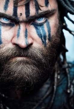 Viking Face Paint Men Warriors, Viking Face Paint Men, Viking Make Up Men, Medieval Makeup, Viking Face Paint, Mens Viking Costume, Viking Warrior Men, Warrior Makeup, Viking Halloween Costume