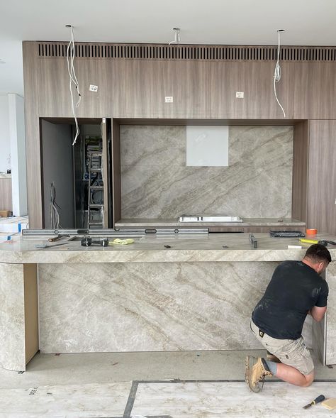 Getting things done at our latest residential project for @jbuild_cg 🔨 Taj Mahal Quartzite used throughout this kitchen! 🤎 What are your thoughts? #TajMahalQuartzite #Quartzite #Stone #QuartziteStone #QuartziteCountertops #Countertops #QuartziteKitchen #StoneSupplier #StoneFabricator #KitchenInstaller #LuxuryKitchen #KitchenDesign #LuxuryHomes #Sydney #Australia #NaturalStone Leathered Taj Mahal Quartzite, Taj Mahal Quartzite Kitchen, Quartzite Kitchen Island, Quartzite Countertops Kitchen, Taj Mahal Quartzite Countertops, Quartzite Kitchen, Taj Mahal Quartzite, Quartzite Countertops, Island Countertops