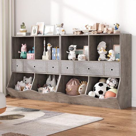 【Designed for Children】The size of this toy storage organizer is 36.6"L x 15.4"W x 36.6"H. This is an ideal height for children to view and access all their favorite books and toys. It stimulates and enhances their reading and storage skills. Kids Toy Storage, Toy Storage Organizer, Kids Bookshelf, Kids Toy Organization, Girls Playroom, Activity Room, Toy Storage Organization, Versatile Furniture, Kid Toy Storage