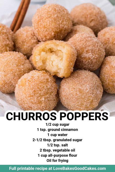 Churro Balls, Love Bakes Good Cakes, Good Cakes, Fried Dough, Easy Baking Recipes Desserts, Easy Snack Recipes, Sweet Snacks Recipes, Delicious Snacks Recipes, Fair Food Recipes