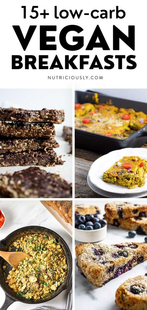 Following a low-carb or keto diet? Luckily, you can do so while eating plant-based foods! These easy and tasty low-carb vegan breakfast recipes range from smoothies, bars and grain-free granola to protein-packed tofu scrambles, vegan quiche and more. Find your new favorite here! Low Carb Plant Based Breakfast, Plant Based Bariatric Recipes, Low Gi Vegan Recipes, Light Vegan Breakfast, Low Carb Vegan Breakfast Recipes, Vegetarian Low Carb Breakfast, High Protein Low Carb Vegan Breakfast, Vegetarian Recipes Healthy Low Carb High Protein Breakfast Ideas, Vegan Protein Breakfast Recipes