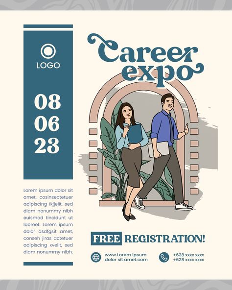 Career Poster Design, Career Expo Poster, Expo Poster, Poster Reference, Advertisement Layout, Poster Layout, Poster Ideas, Icon Set Vector, Graphic Design Posters