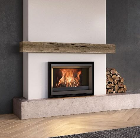 Stûv Wood Burning Stove Insert, Tv Camino, Contemporary Wood Burning Stoves, Wood Burning Insert, Design Camino, Inset Stoves, Wall Fires, Wood Insert, Living Room Decor Fireplace