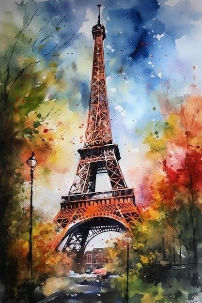 Eiffel Tower Watercolor Painting, Paris Art Painting, Eiffel Tower Drawing, Torre Eiffel Paris, Eiffel Tower Painting, Paris Artwork, Eiffel Tower Art, Watercolor Paintings Nature, Paris Painting