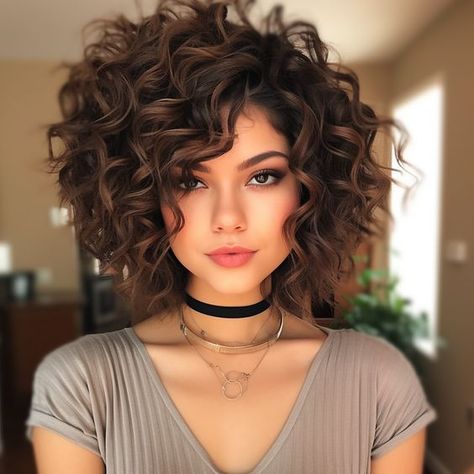 Curly Short Hair With Layers, Curly Messy Hairstyles, Curly Hair Color Ideas Balayage, Curly Bob Haircut, Alice Rabbit, Deva Cut, Hair Portfolio, Messy Bob Hairstyles, Bob Haircut Curly